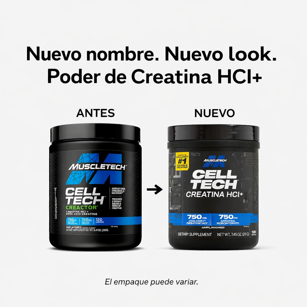 Creatina HCL + Monohidratada Muscletech (120 servicios): más fuerza y mejor absorción